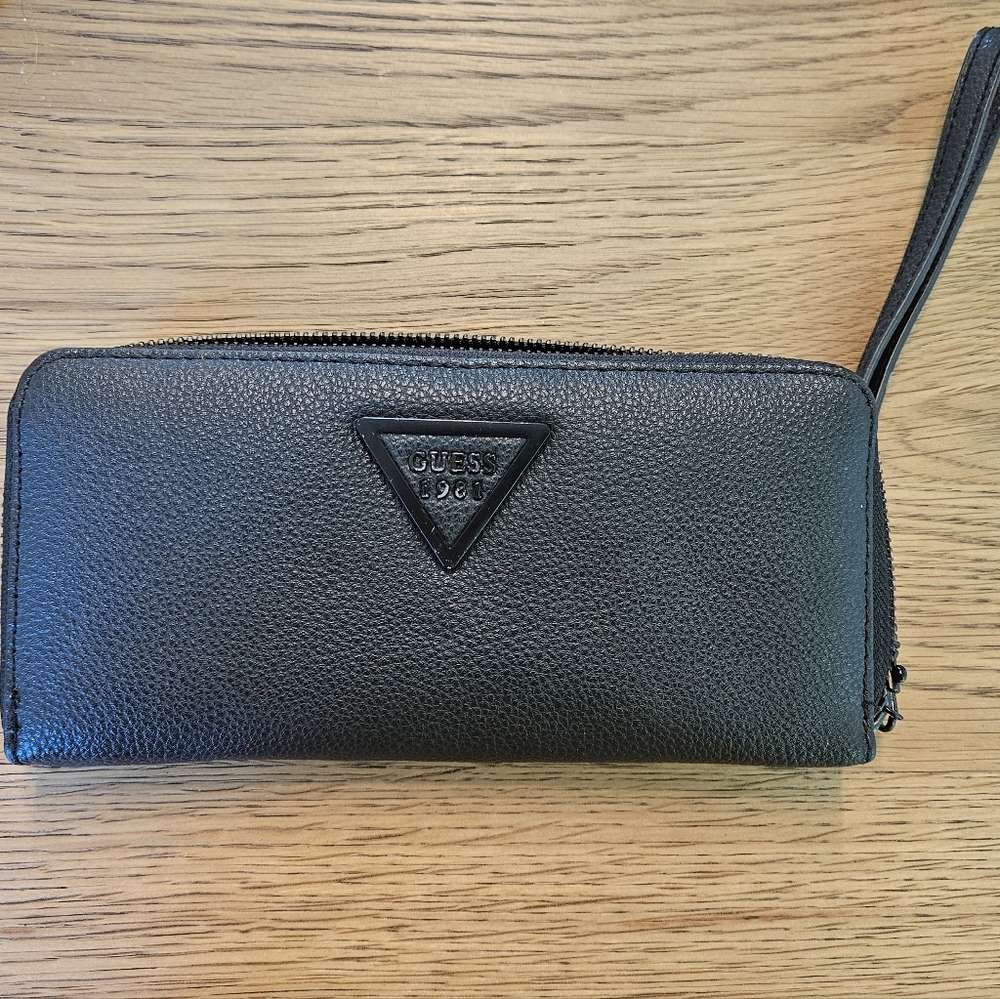 Black GUESS large wrist wallet / wristlet